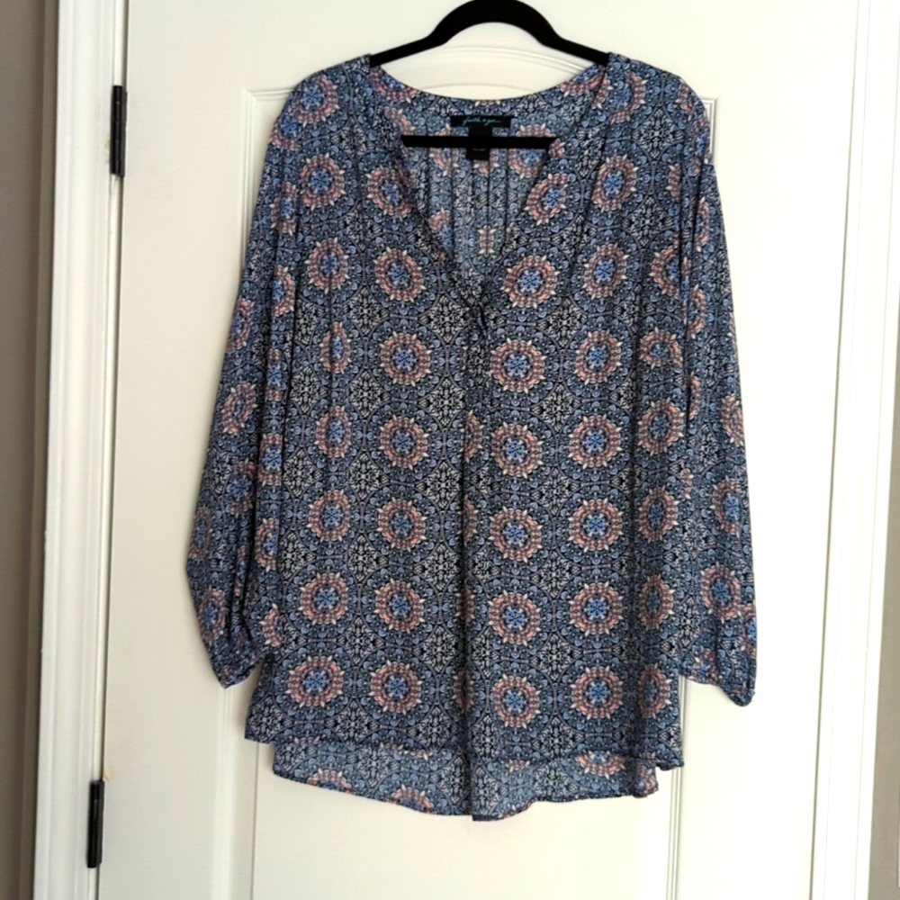 Stitch Fix FAITH + ZOE Kamran Split Neck Blouse, 2X